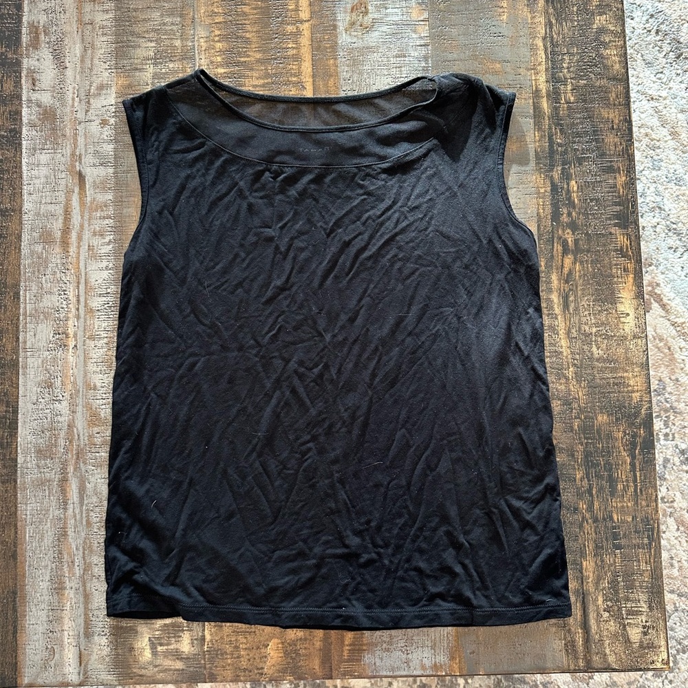 Tahari Black Tank Top with Crew Neckline